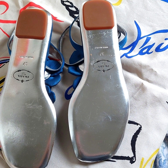 NWOT Prada silk and leather sandals, blue 6.5 M - Picture 4 of 10